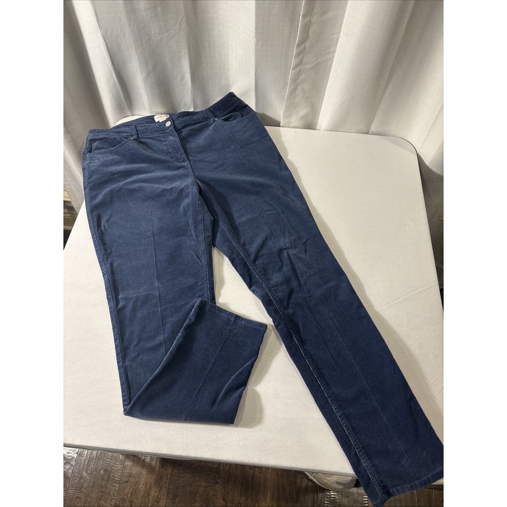 Chicos Size 2 (Large/12) Navy Blue Corduroy Velvet Stretch Straight Leg Pants